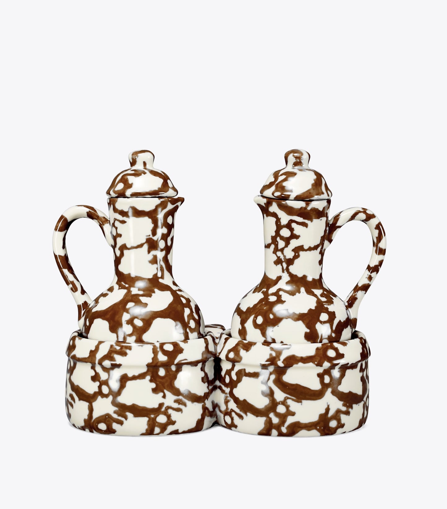 Tory Burch Spongeware Oil & Vinegar Set - Brown