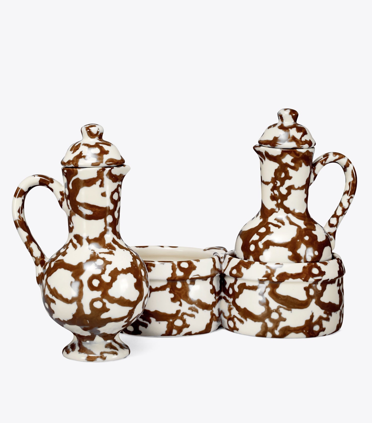 Tory Burch Spongeware Oil & Vinegar Set - Brown