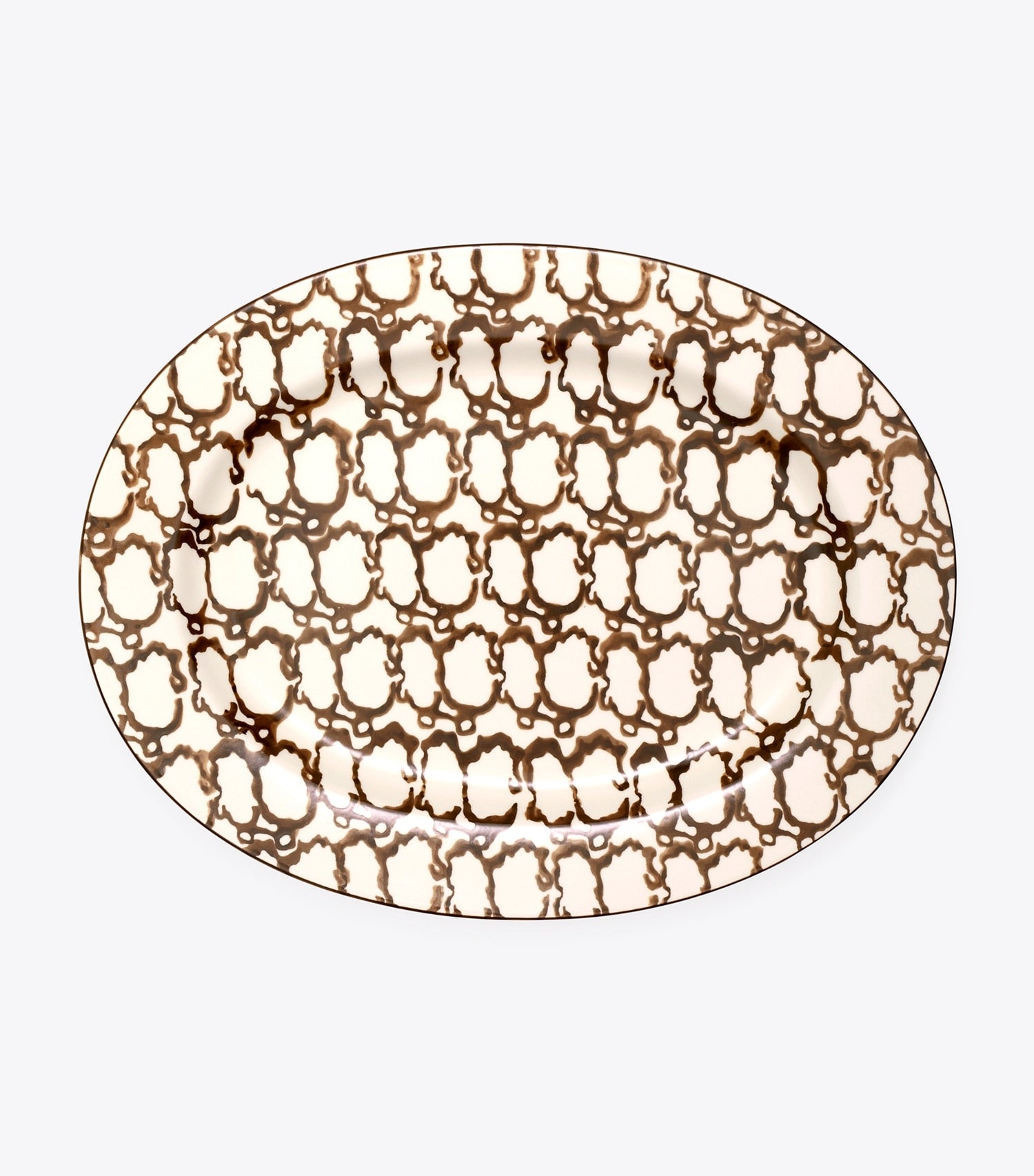 Tory Burch Spongeware Oval Serving Platter - Brown / Smoke