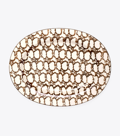 Tory Burch Spongeware Oval Serving Platter - Brown / Smoke