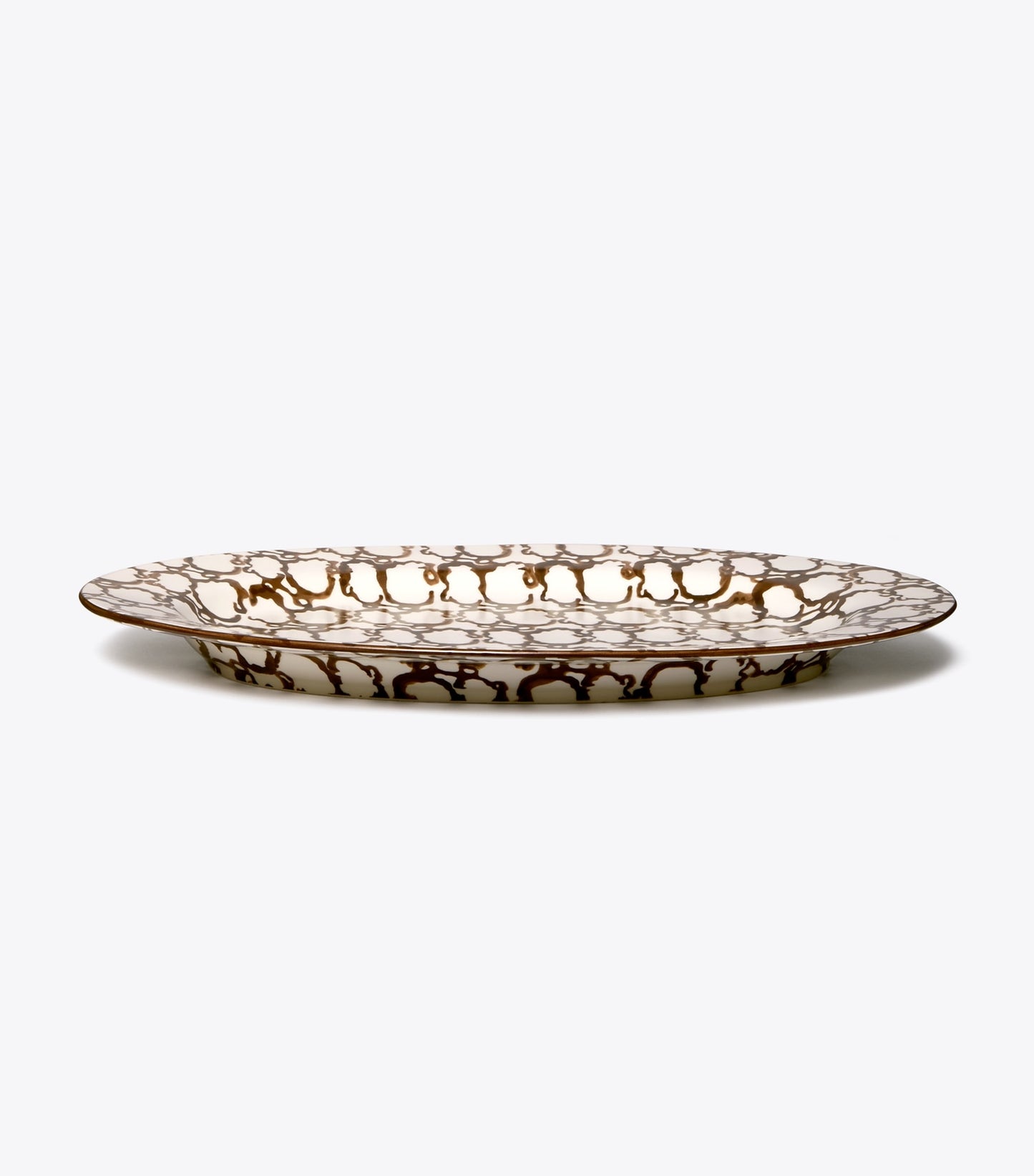 Tory Burch Spongeware Oval Serving Platter - Brown / Smoke