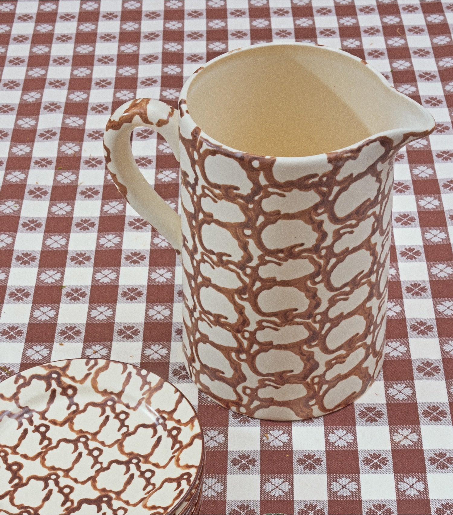 Tory Burch Spongeware Pitcher - Brown/Smoke Ring