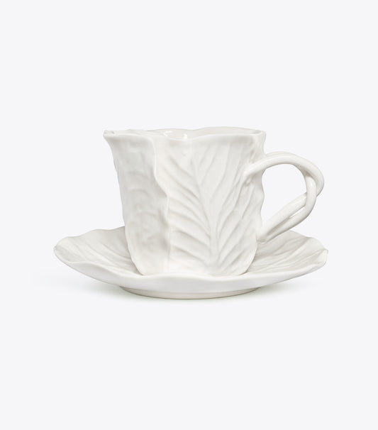Tory Burch Lettuce Ware Cup & Saucer, Set of 2 - White