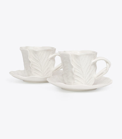 Tory Burch Lettuce Ware Cup & Saucer, Set of 2 - White