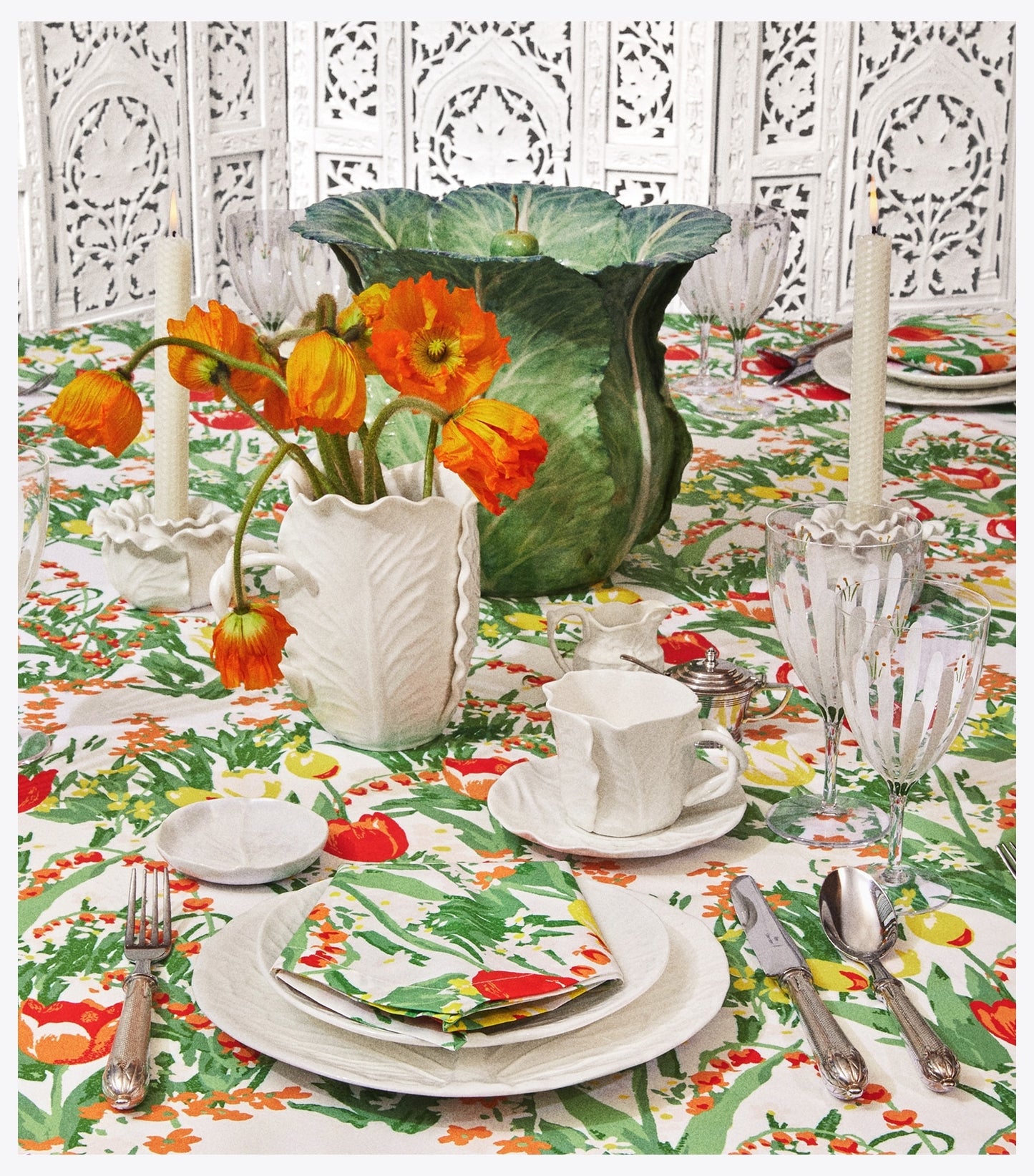 Tory Burch Lettuce Ware Cup & Saucer, Set of 2 - White