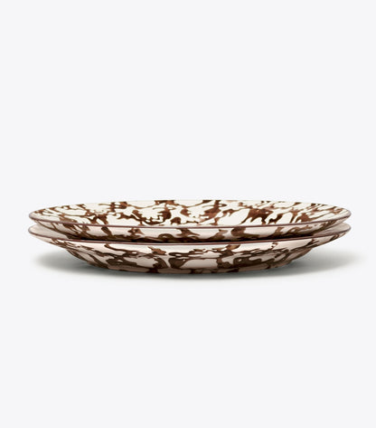Tory Burch Spongeware Dinner Plate, Set of 2 - Brown/Smoke Ring