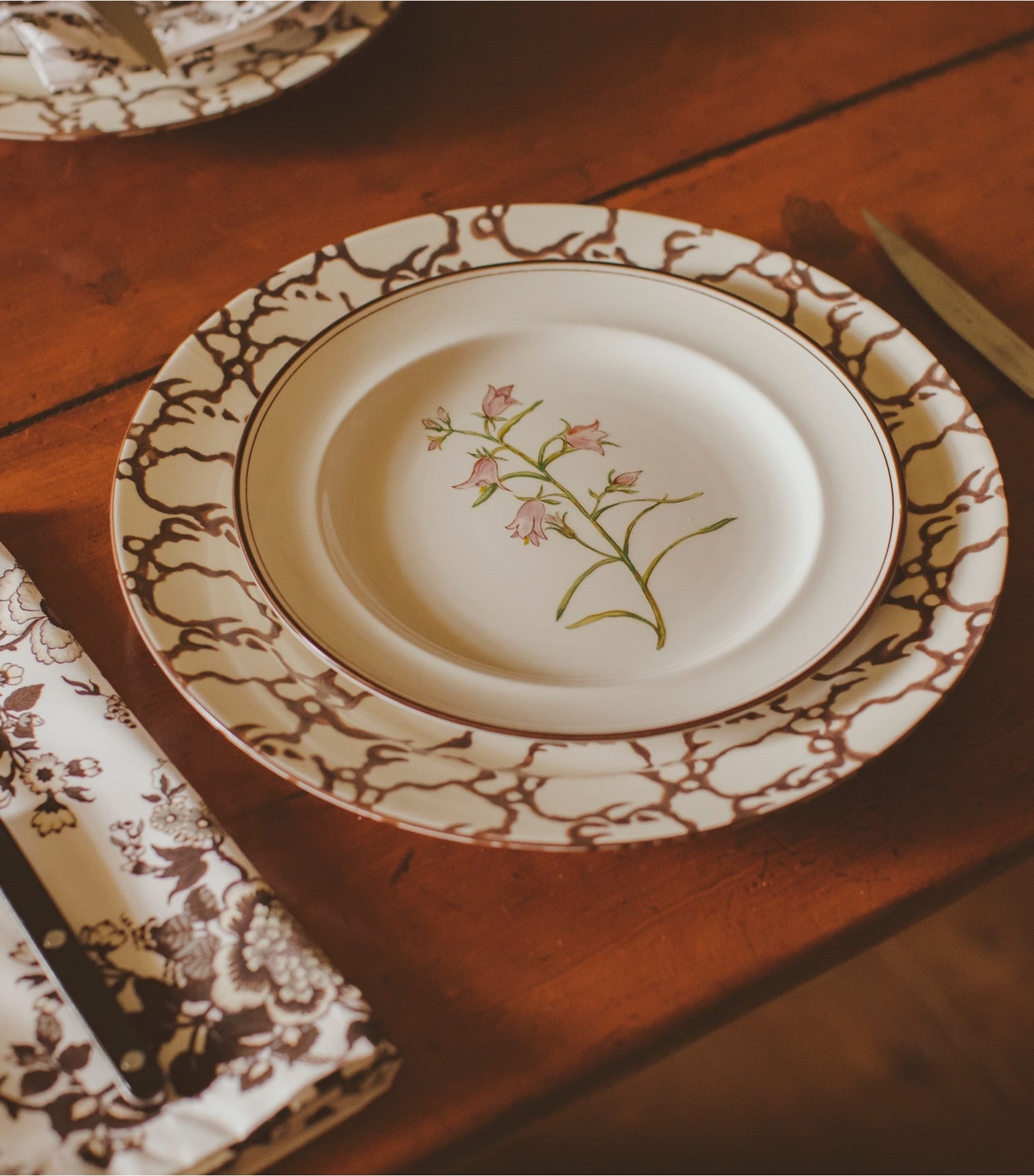 Tory Burch Spongeware Dinner Plate, Set of 2 - Brown/Smoke Ring