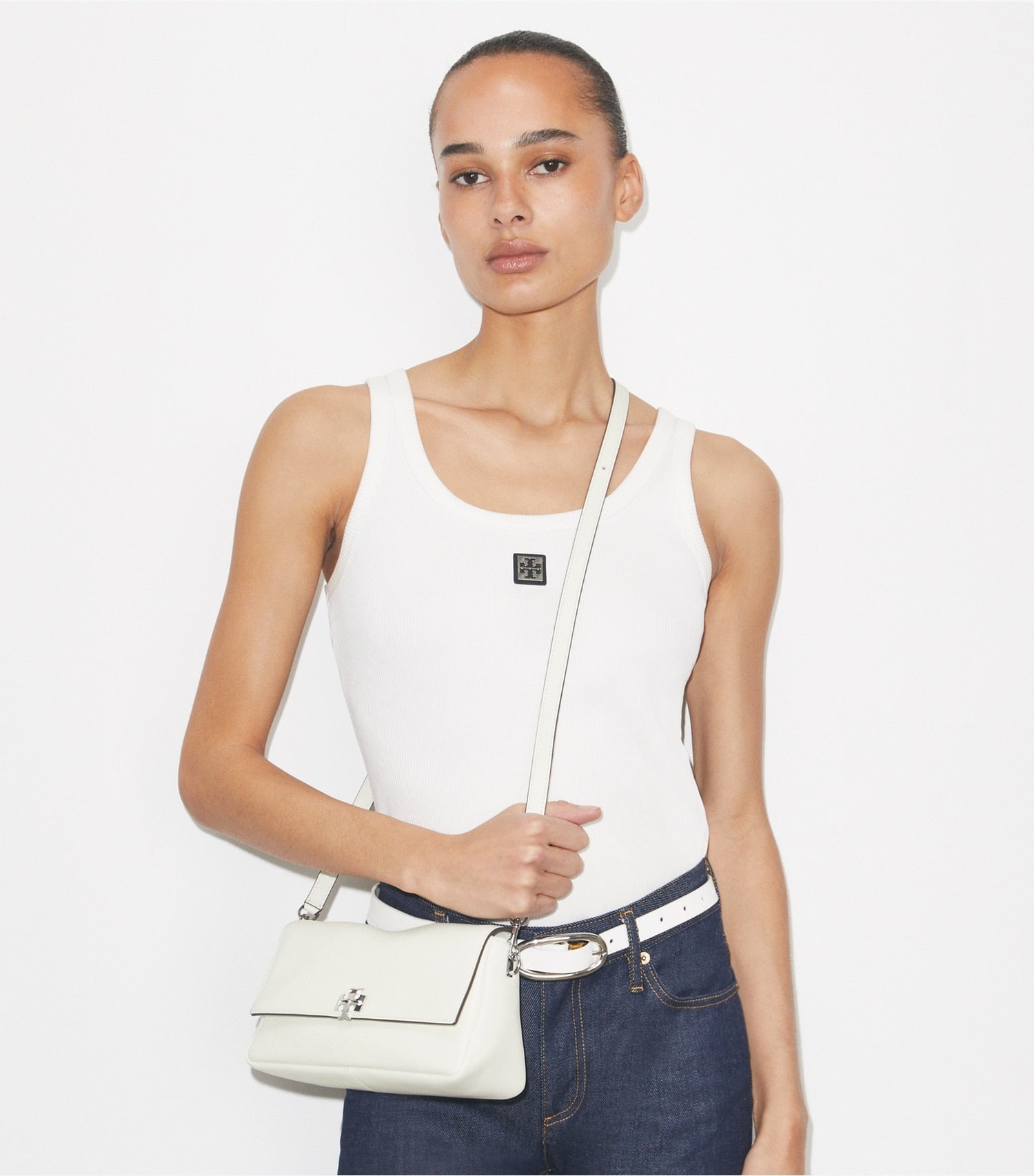Tory Burch Small Charlie Shoulder Bag - Bianco