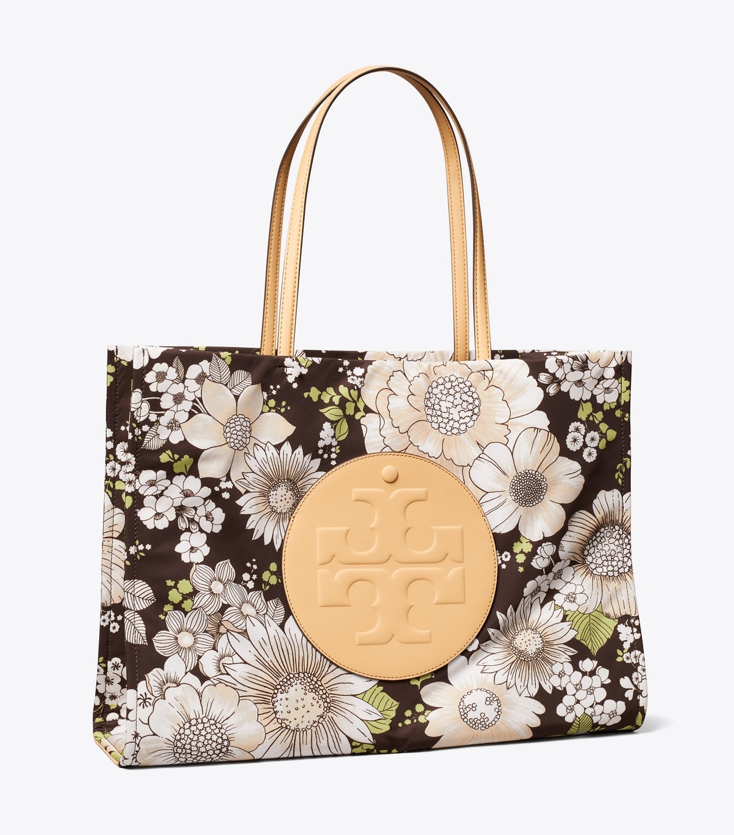 Tory Burch Ella Printed Tote - Floral Green/Brown