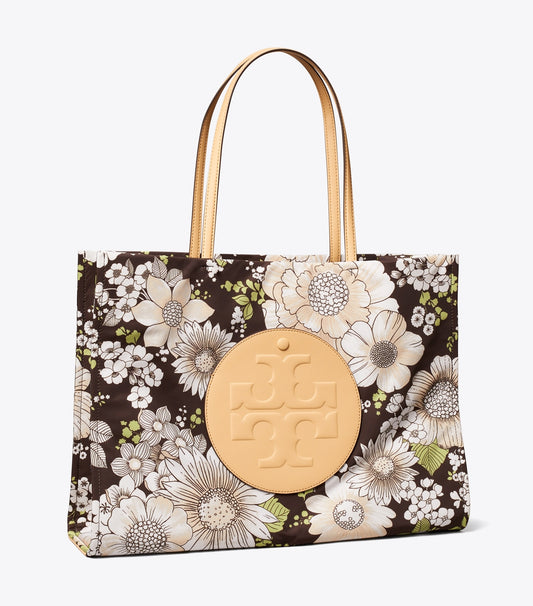Tory Burch Ella Printed Tote - Floral Green/Brown