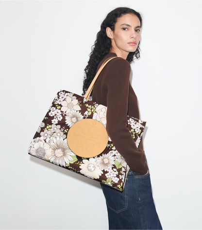 Tory Burch Ella Printed Tote - Floral Green/Brown