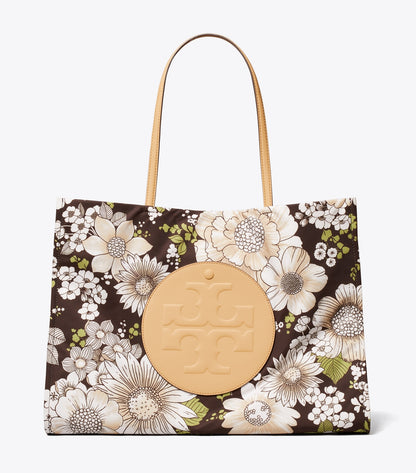 Tory Burch Ella Printed Tote - Floral Green/Brown