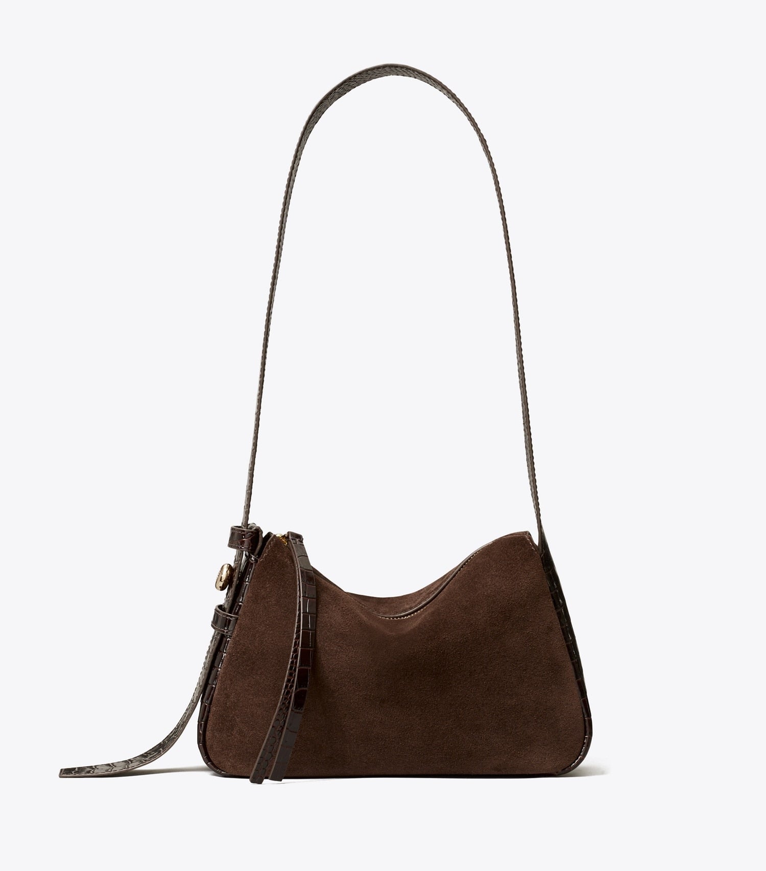 Tory Burch Small Romy Suede Shoulder Bag - Dark Cocoa