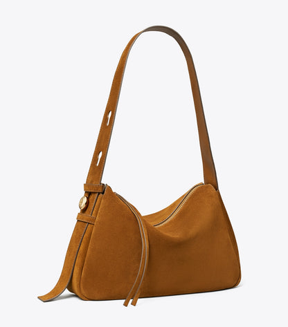 Tory Burch Romy Suede Shoulder Bag - Caramel