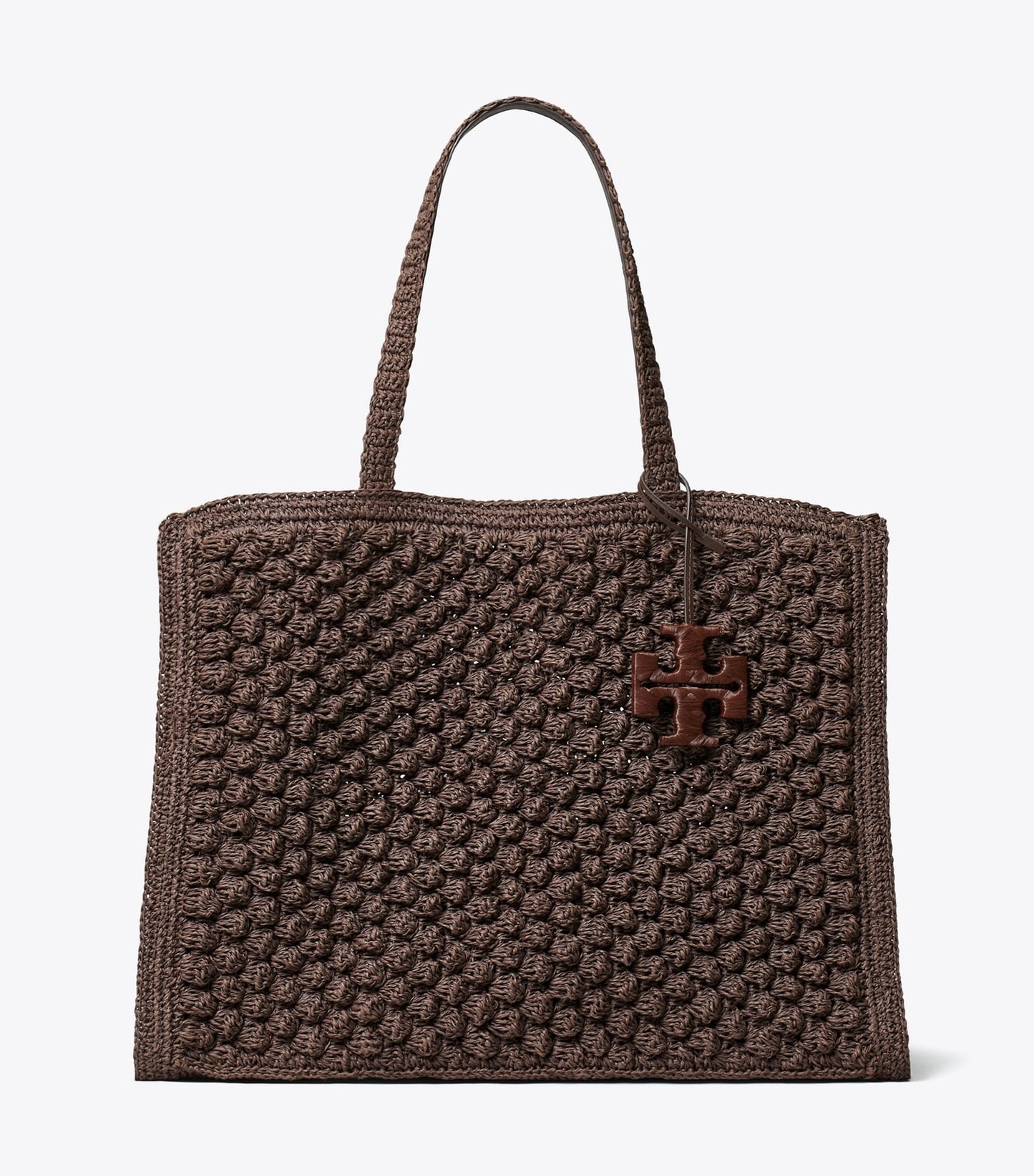 Tory Burch Large Ella Hand-Crocheted Popcorn Tote - Dark Cocoa
