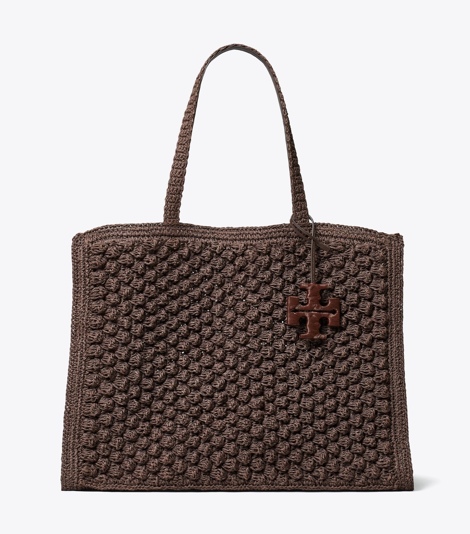 Tory Burch Large Ella Hand-Crocheted Popcorn Tote - Dark Cocoa