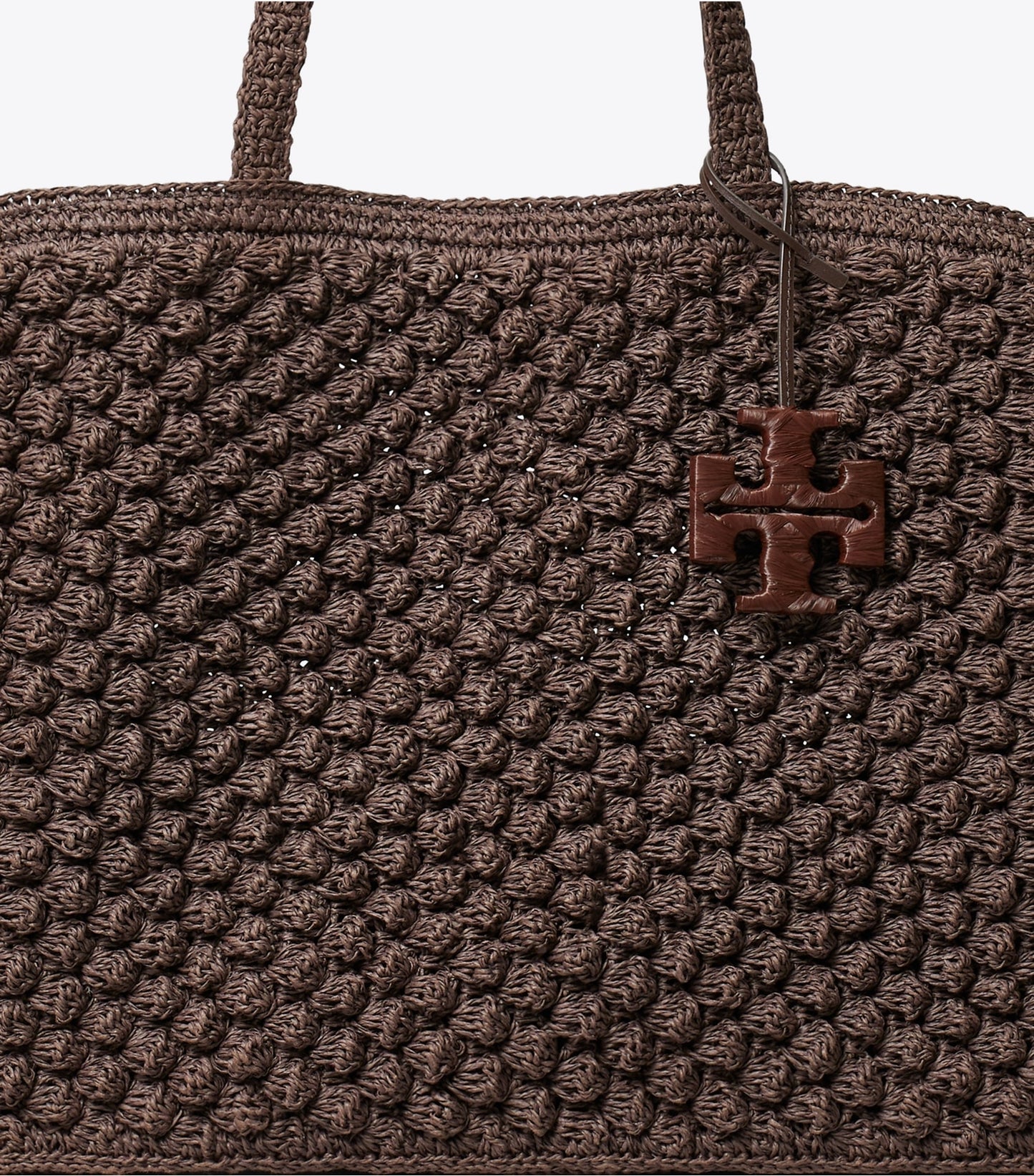 Tory Burch Large Ella Hand-Crocheted Popcorn Tote - Dark Cocoa