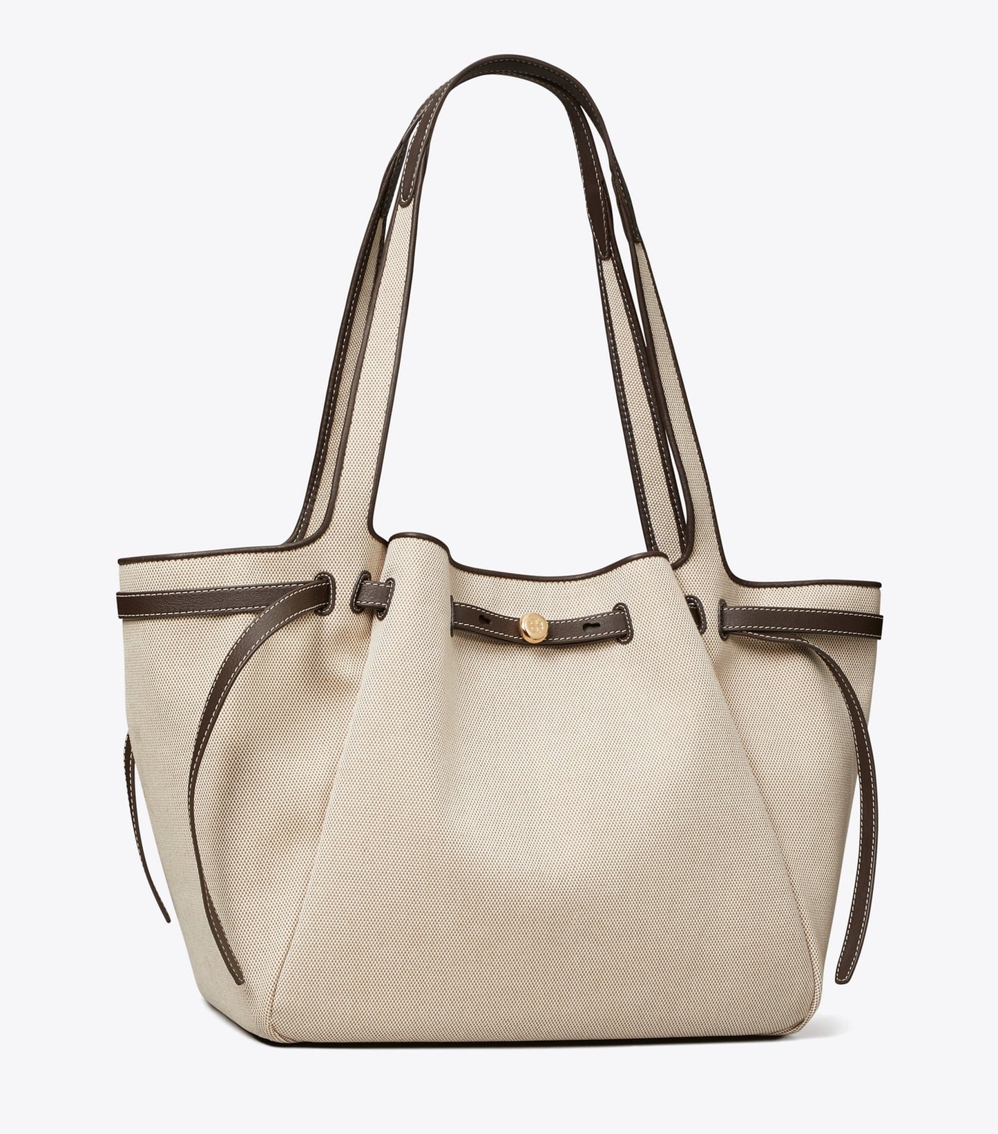 Tory Burch Romy Canvas Tote - Dusty Almond/ Bianco White