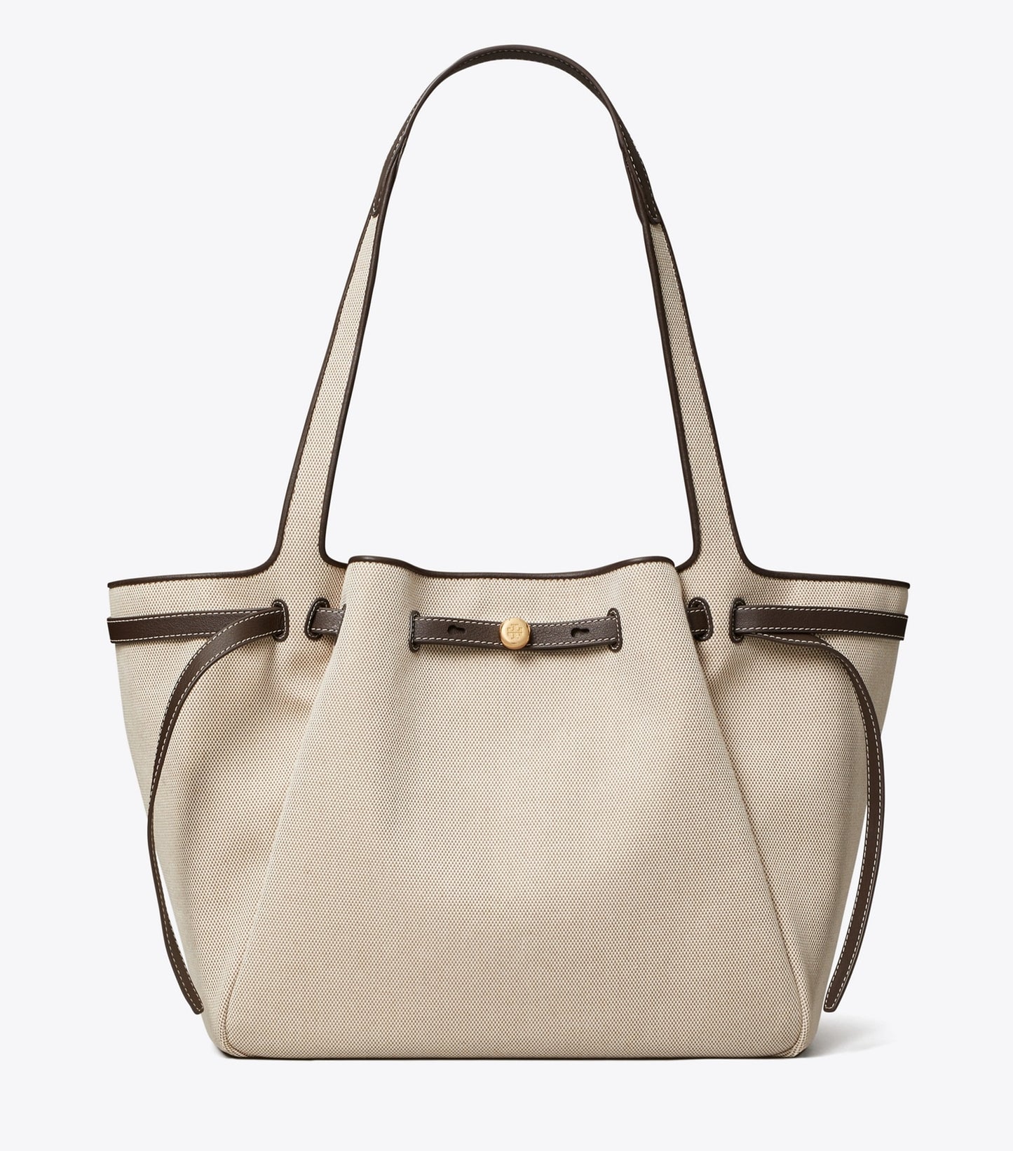 Tory Burch Romy Canvas Tote - Dusty Almond/ Bianco White