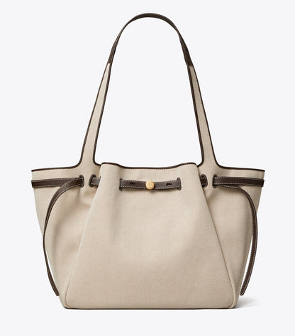 Tory Burch Romy Canvas Tote - Dusty Almond/ Bianco White