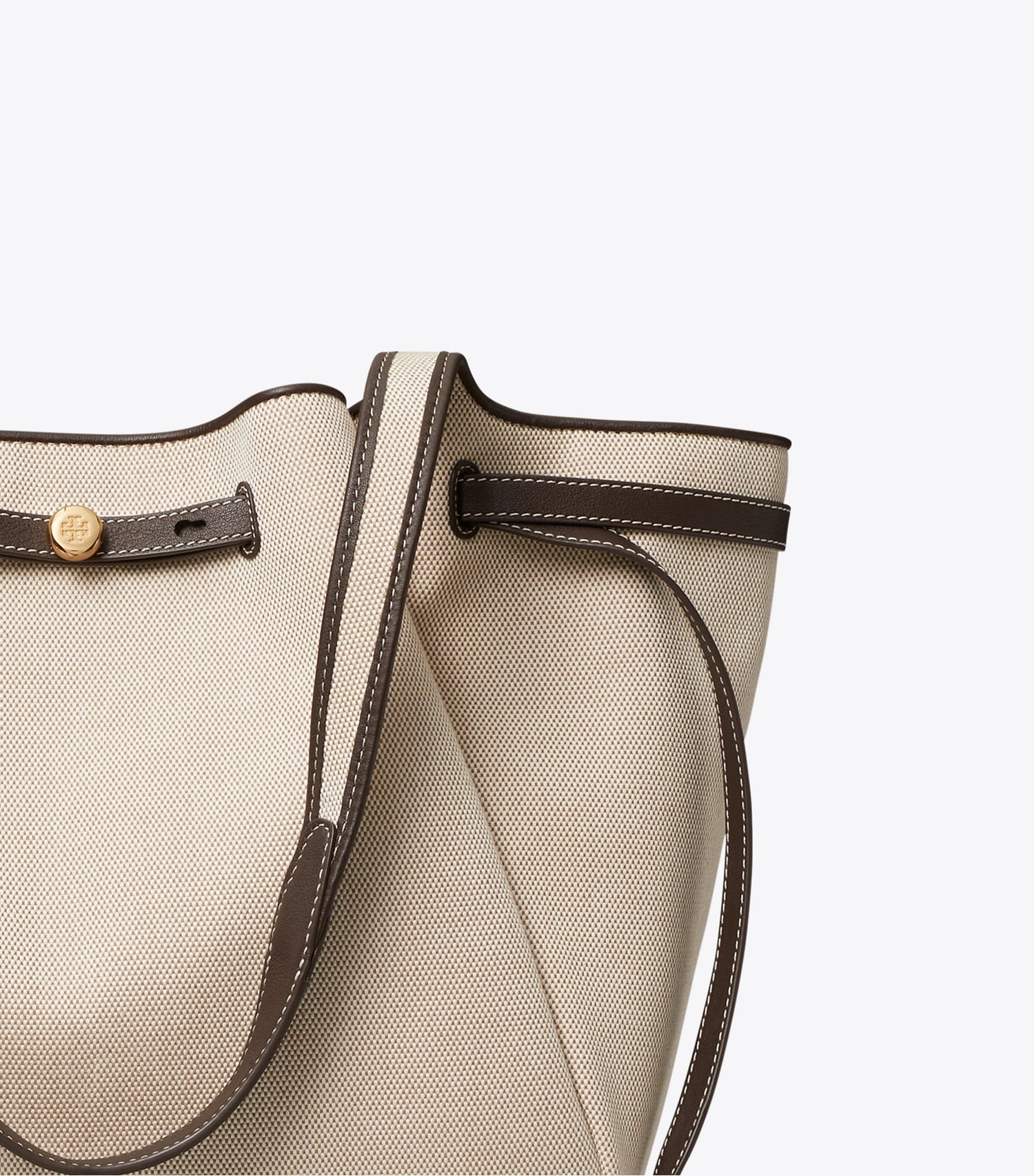 Tory Burch Romy Canvas Tote - Dusty Almond/ Bianco White