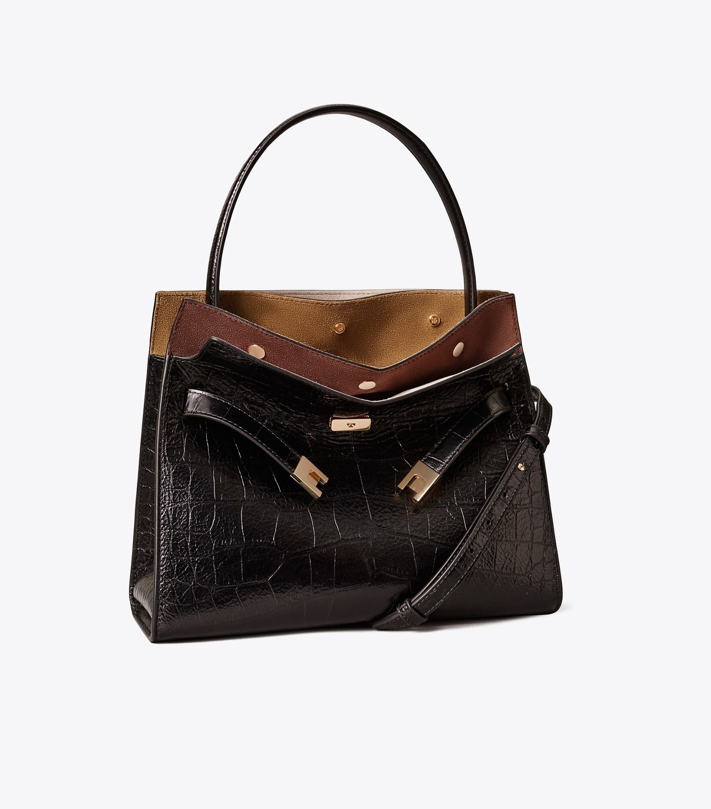 Tory Burch Small Lee Radziwill Embossed Double Bag - Black