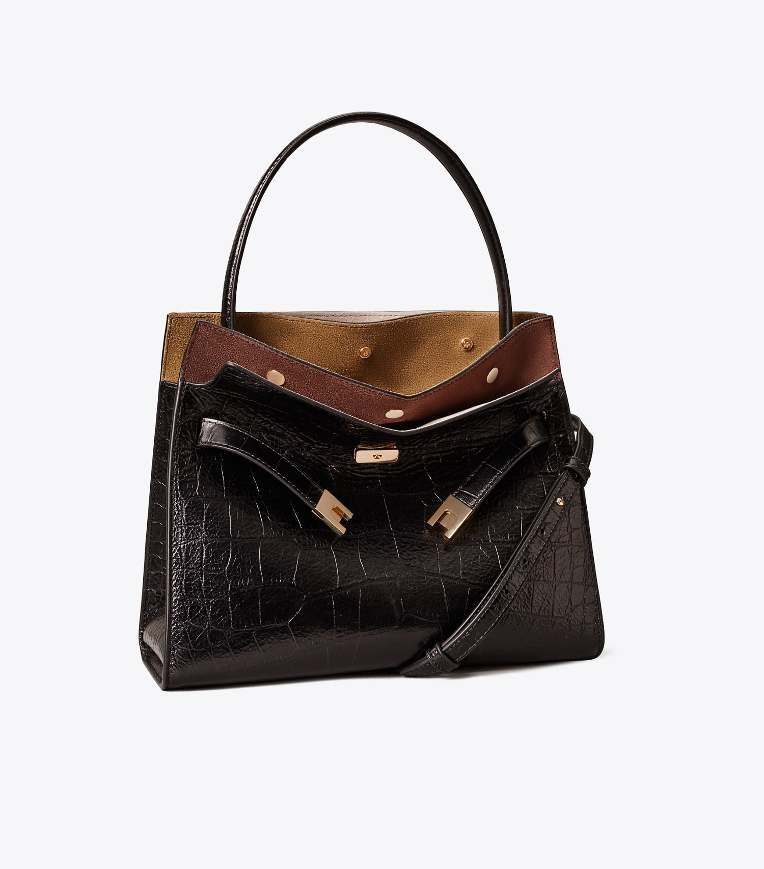 Tory Burch Small Lee Radziwill Embossed Double Bag - Black
