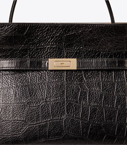 Tory Burch Small Lee Radziwill Embossed Double Bag - Black