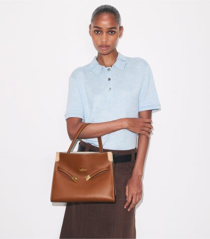 Tory Burch Small Lee Radziwill Double Bag - Aged Tan