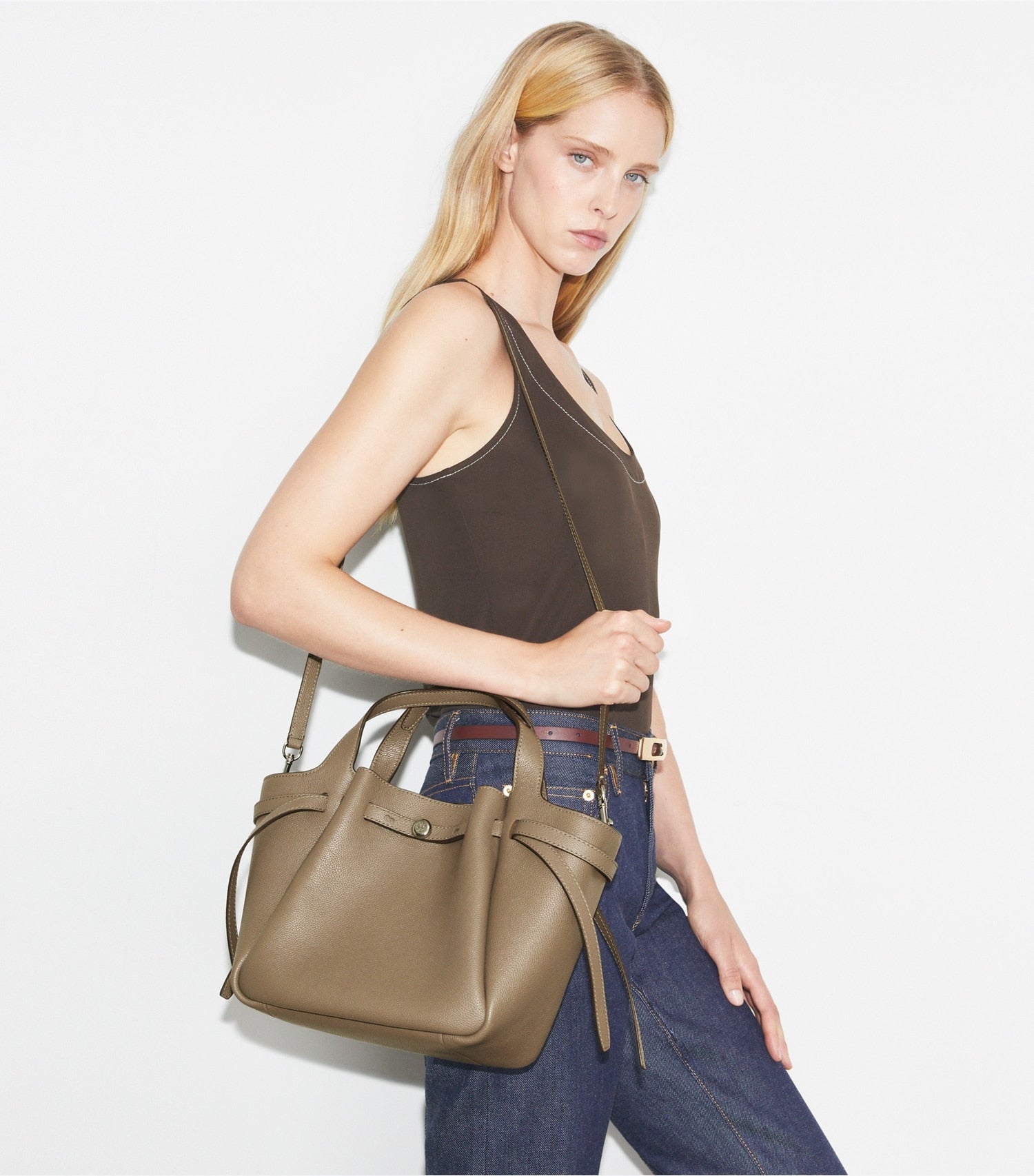 Tory Burch Small Leather Tote - Wild Mushroom