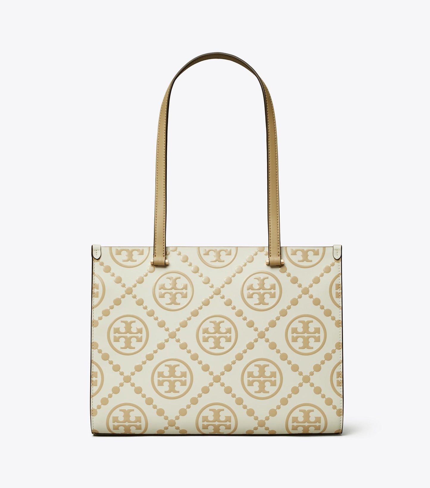 Tory Burch T Monogram Contrast Embossed Small Tote - Beige