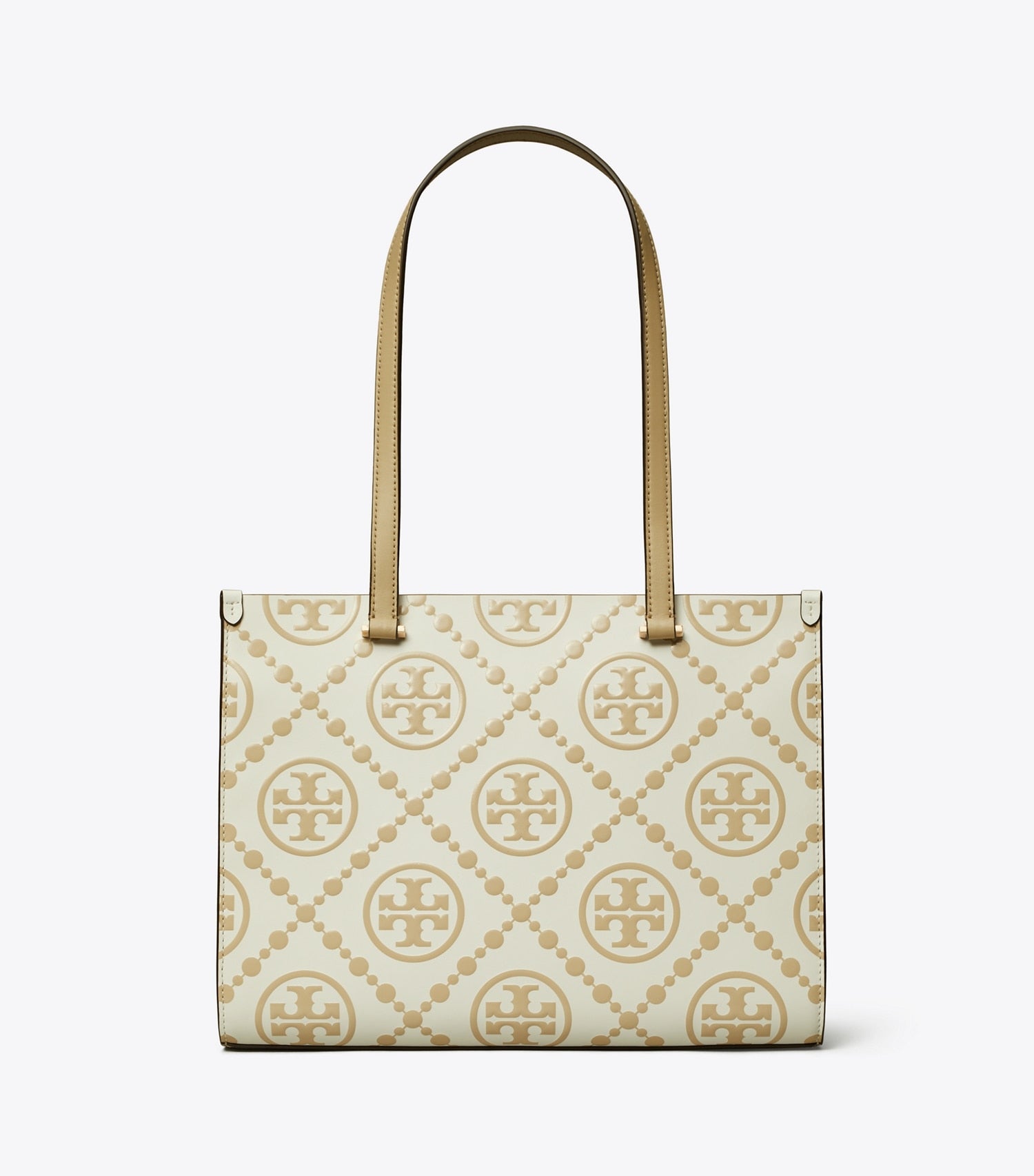 Tory Burch T Monogram Contrast Embossed Small Tote - Beige