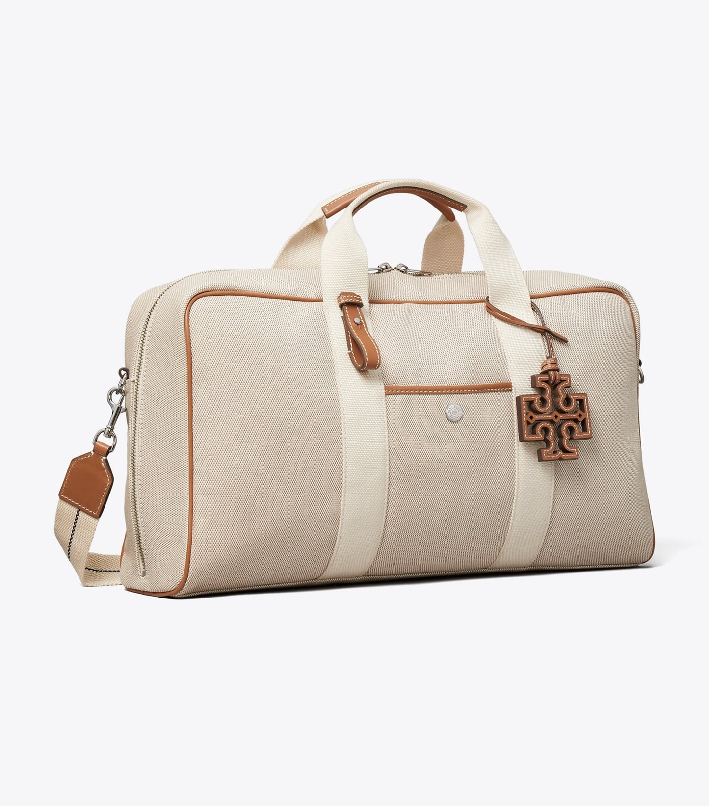 Tory Burch Two-Tone Canvas Pickleball Tote - Natural / Brown