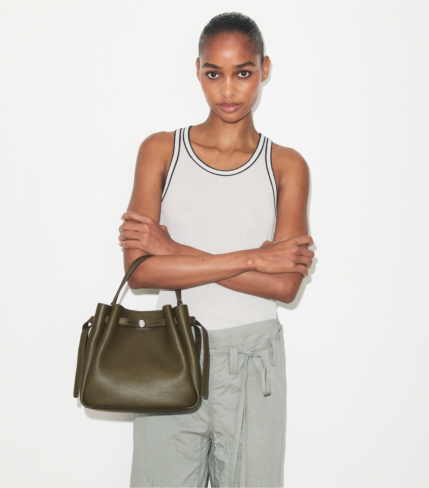 Tory Burch Romy Bucket Bag - Dark Olive