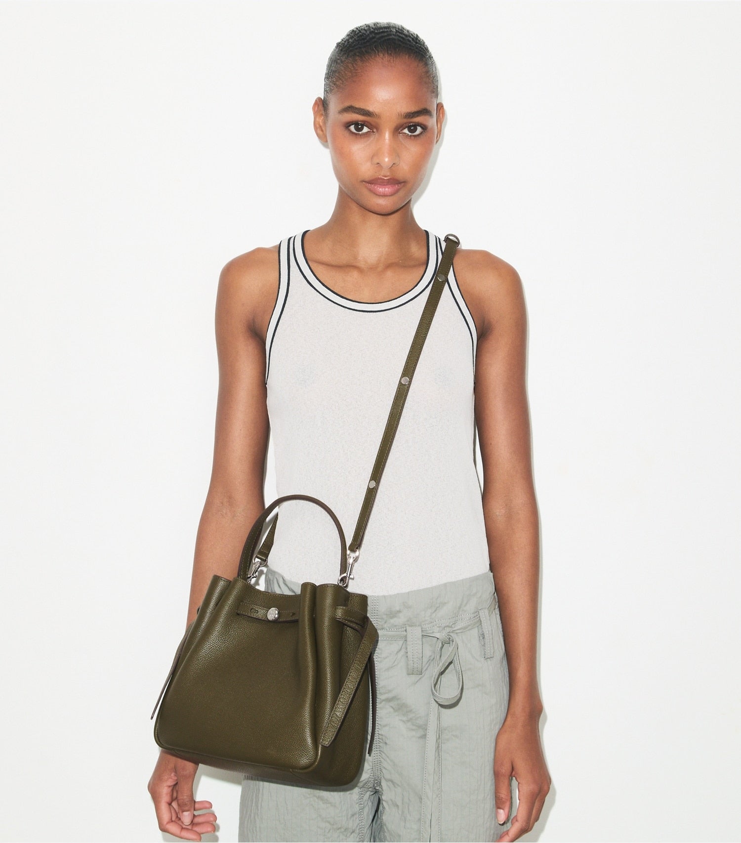 Tory Burch Romy Bucket Bag - Dark Olive