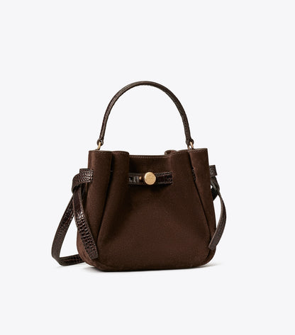 Tory Burch Mini Romy Suede Bucket Bag - Dark Cocoa