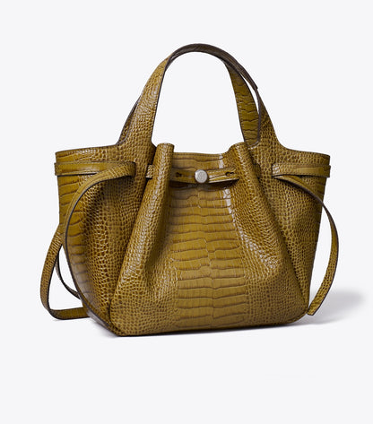 Tory Burch Small Romy Croc-Embossed Tote - Shroom