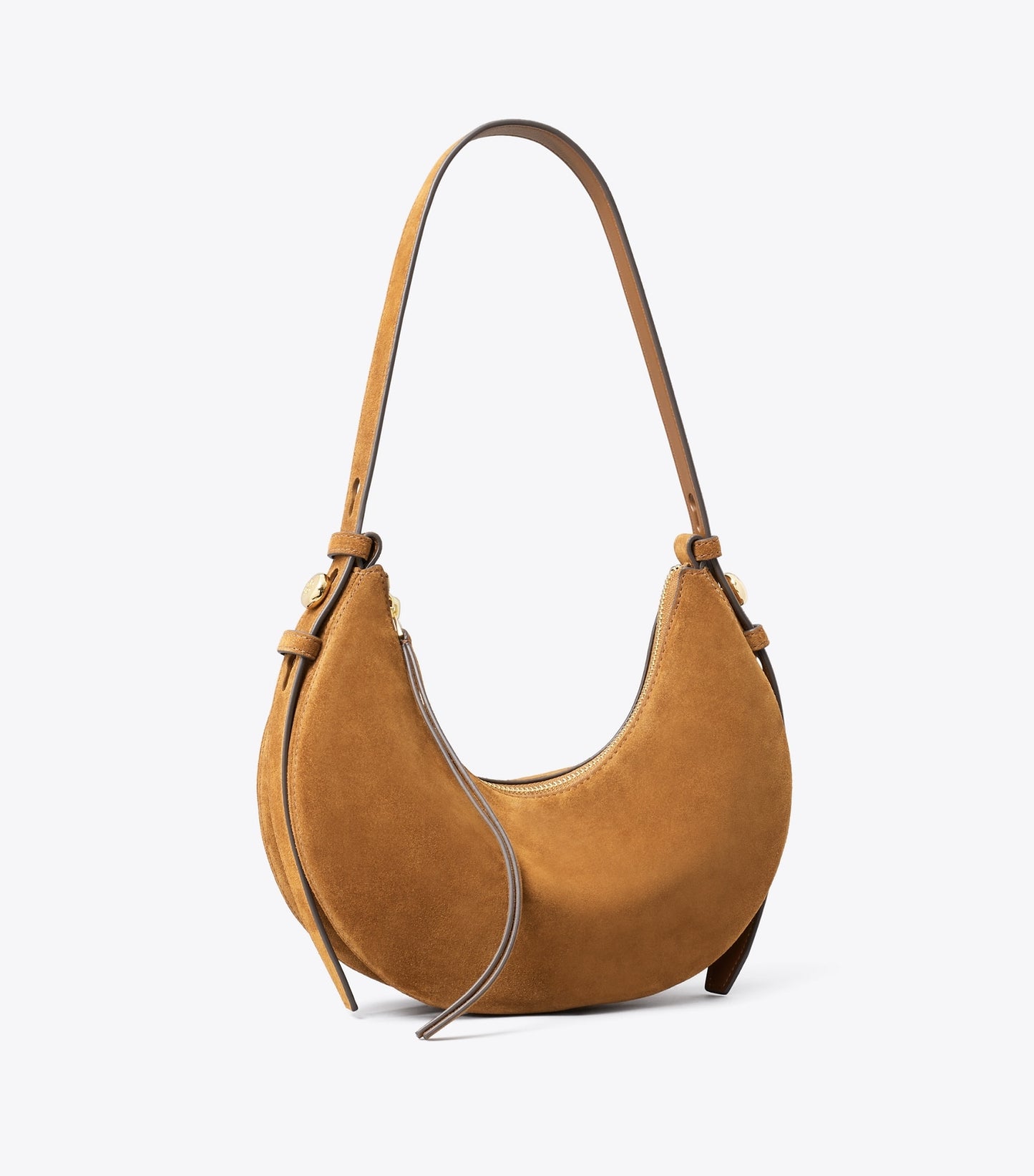 Tory Burch Romy Suede Half Moon Bag - Caramel