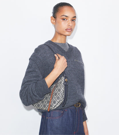 Tory Burch T Monogram Romy Half Moon Bag - Tory Navy