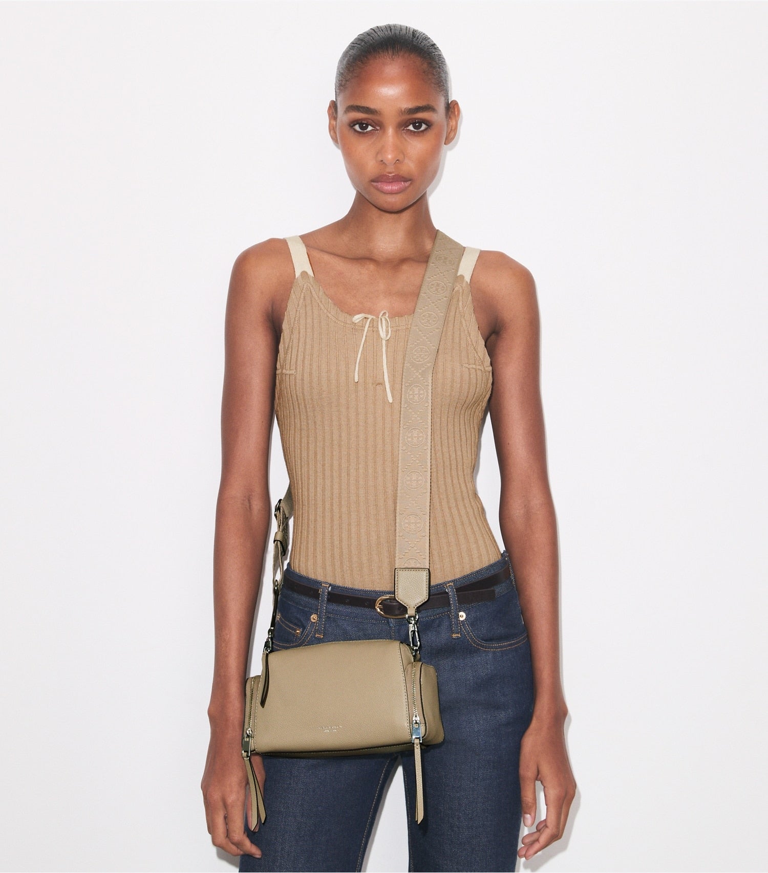 Tory Burch Perry Voyager Crossbody Bag - Soft Cement