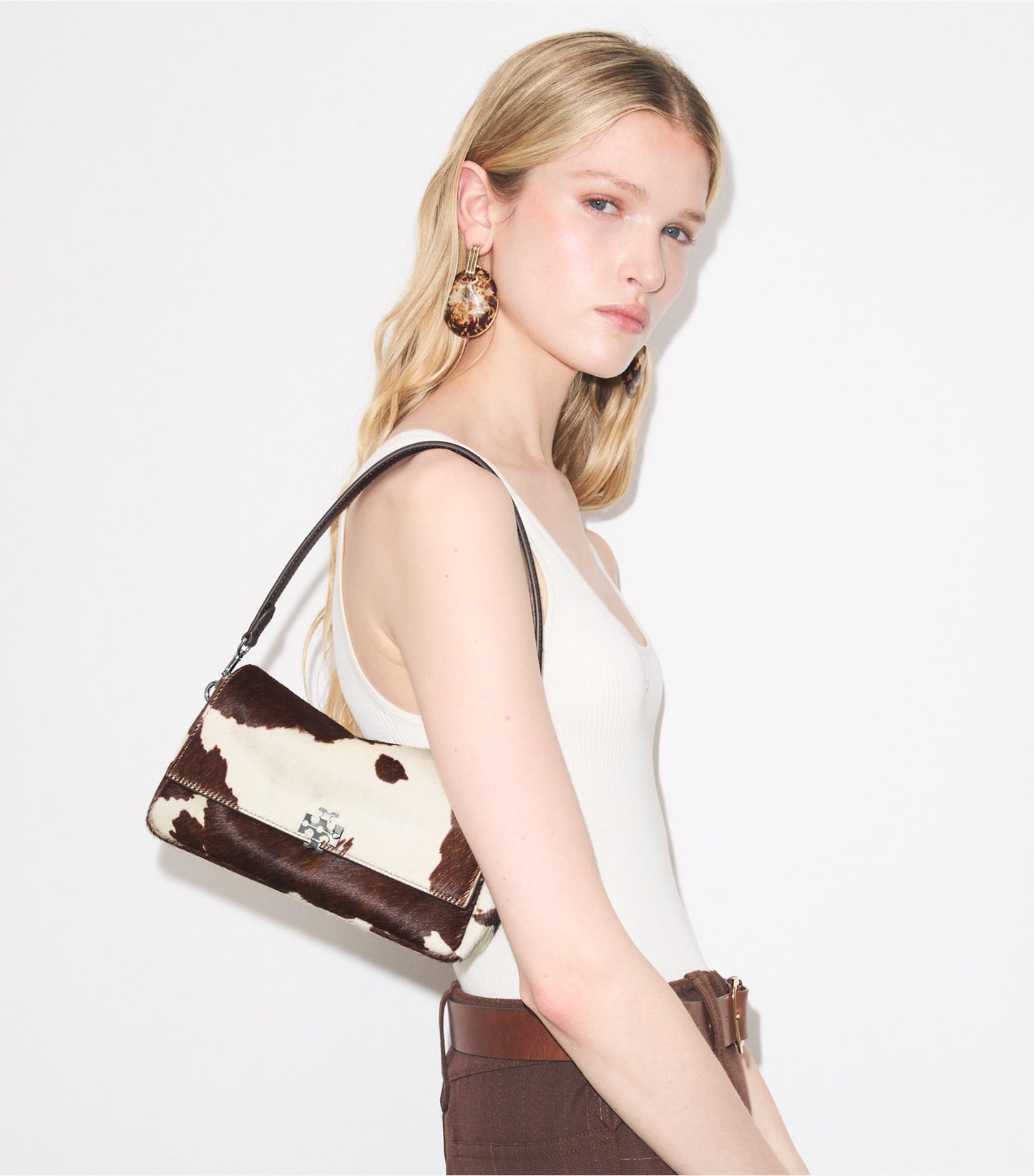 Tory Burch Small Charlie Calf Hair Shoulder Bag - Mocha Brown / Shea Butter