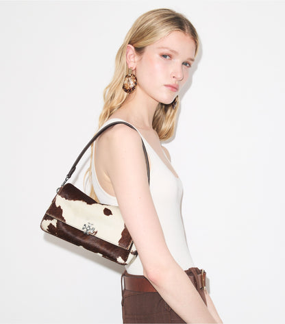 Tory Burch Small Charlie Calf Hair Shoulder Bag - Mocha Brown / Shea Butter