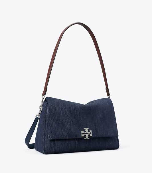 Tory Burch Charlie Denim Shoulder Bag - Midnight