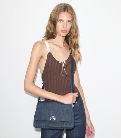 Tory Burch Charlie Denim Shoulder Bag - Midnight