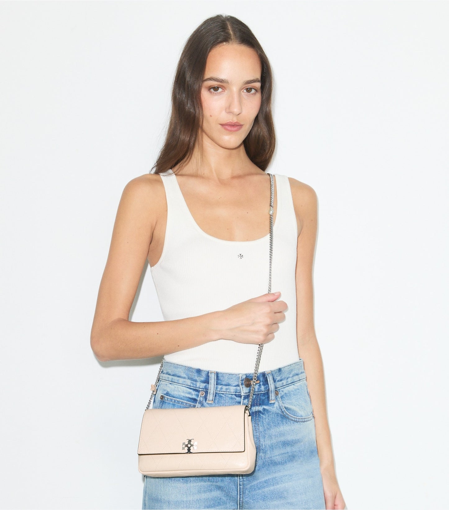 Tory Burch Charlie Quilted Chain Crossbody - Soft Pink / Charms