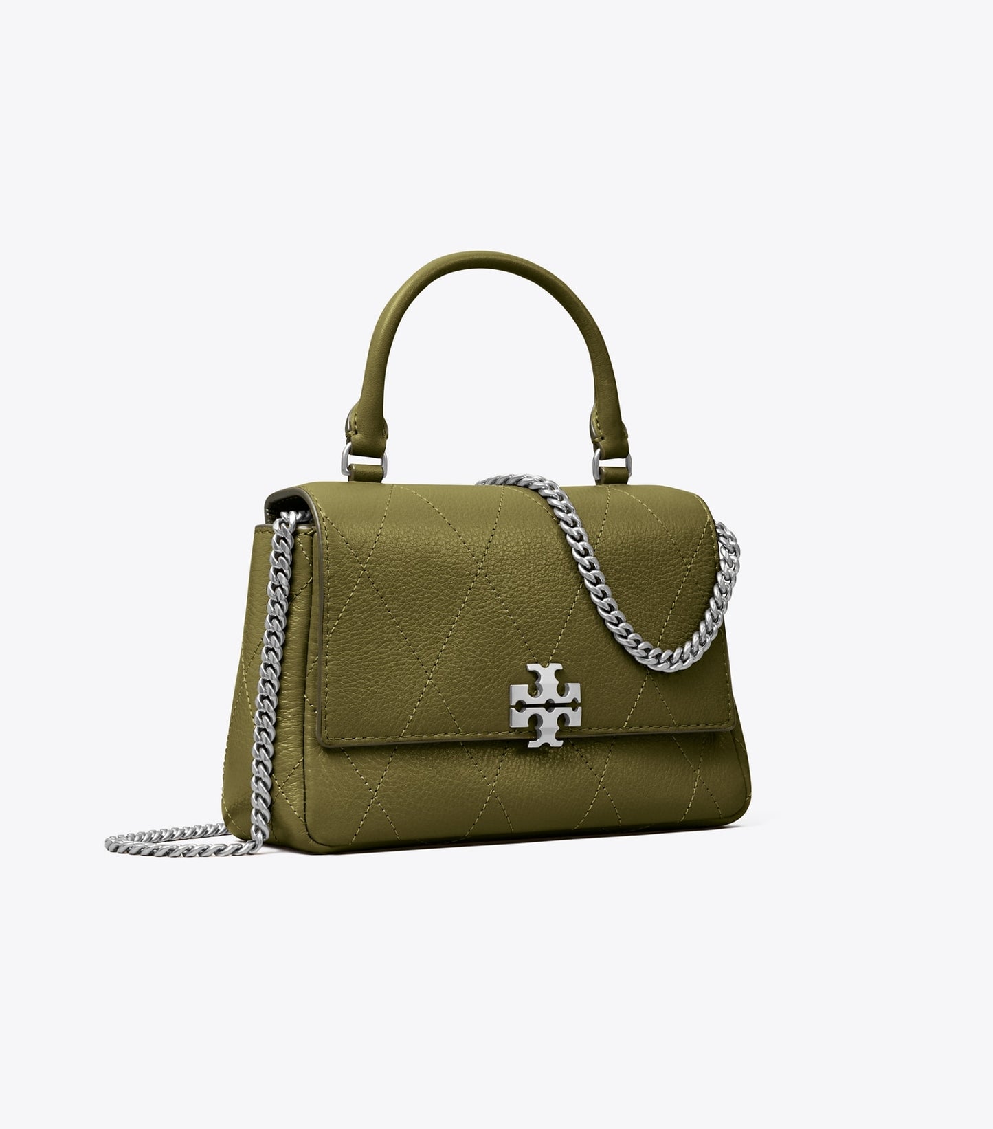 Tory Burch Mini Charlie Quilted Top-Handle Crossbody - Dark Olive