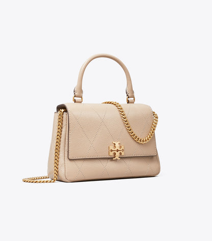 Tory Burch Mini Charlie Quilted Top-Handle Crossbody - Soft Cement