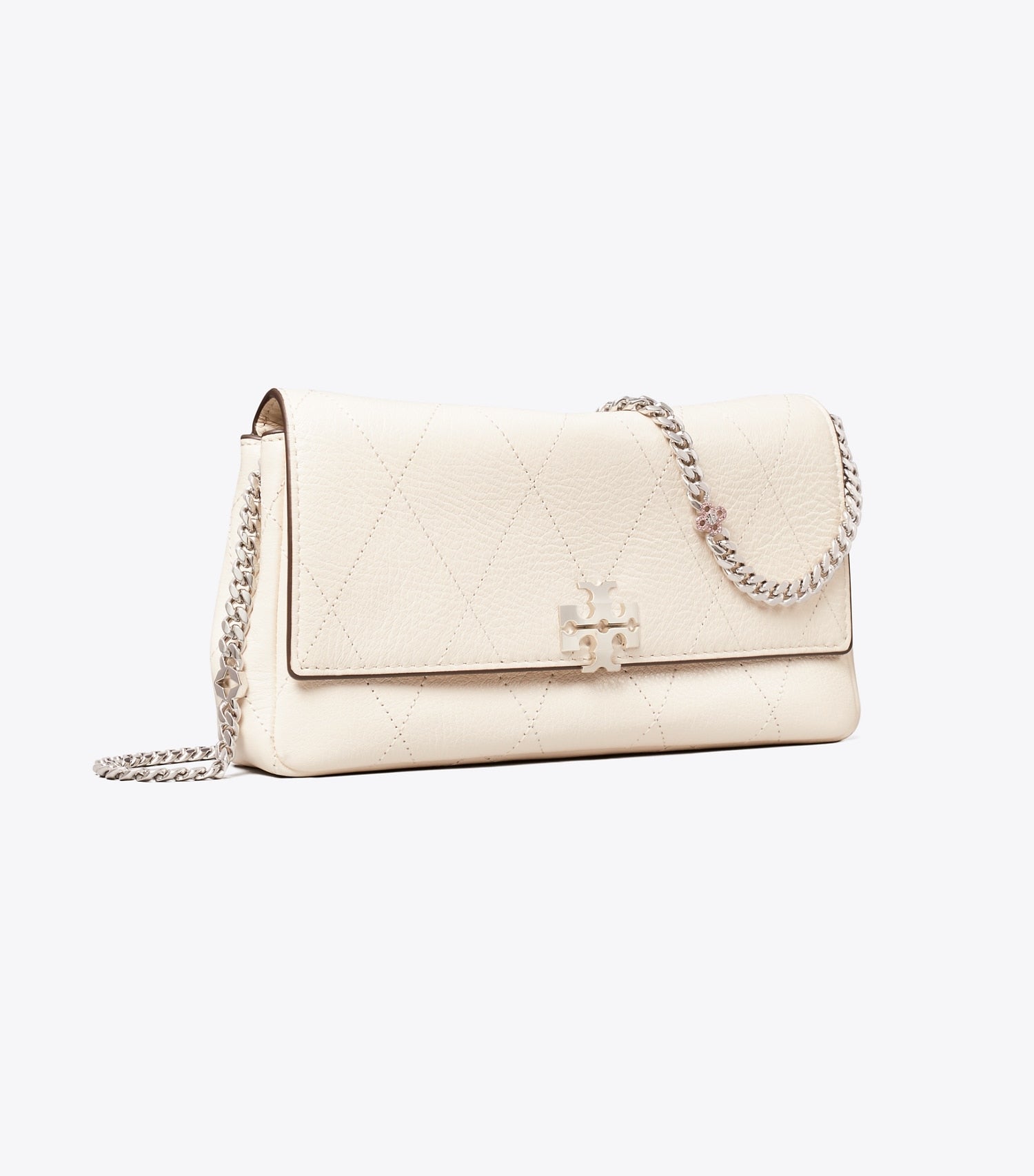 Tory Burch Charlie Quilted Chain Crossbody - Light Cream / Charms