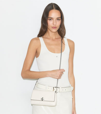 Tory Burch Charlie Quilted Chain Crossbody - Light Cream / Charms