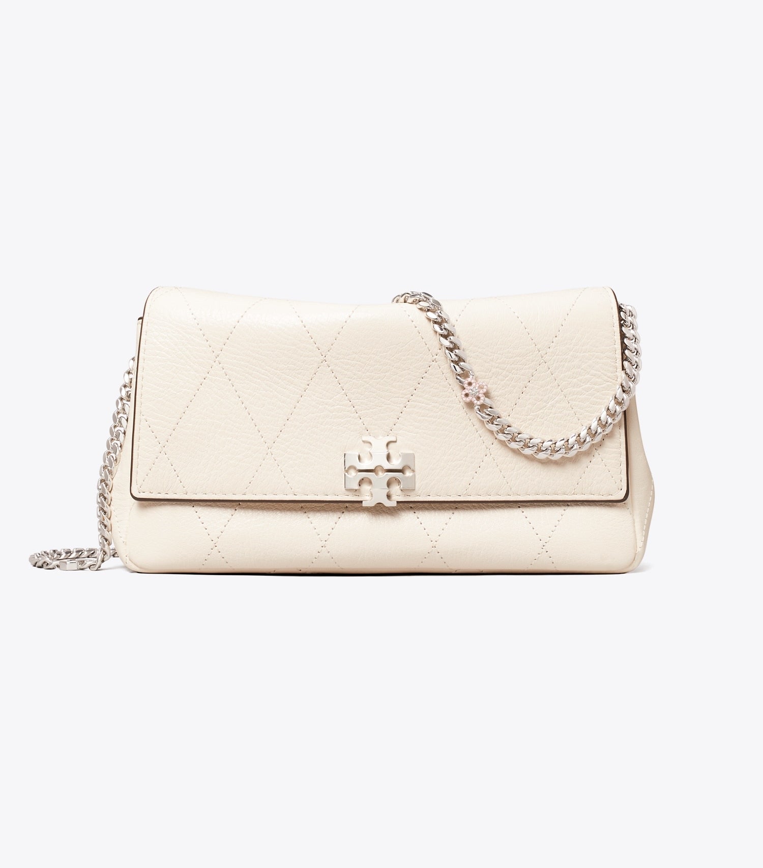 Tory Burch Charlie Quilted Chain Crossbody - Light Cream / Charms